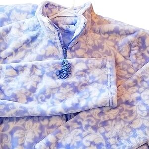 NEW Furry Long Robe Zip With Tassel Blue & White New With Tags Croft & Barrow